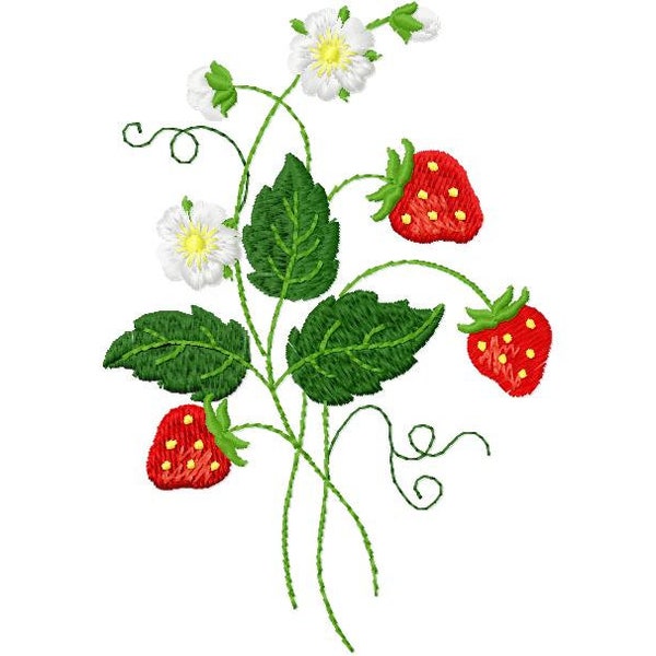 Strawberry Machine Embroidery Design, Strawberry Bouquet, Strawberry Embroidery, Summer Digital Embroidery Design