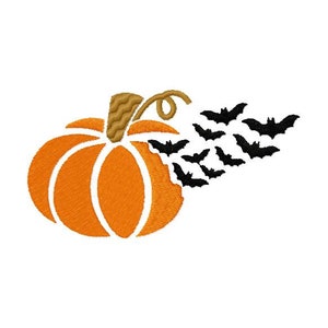 Calabaza y murciélagos de Halloween: diseño de bordado a máquina, calabaza mágica, 8 tamaños.
