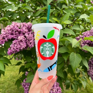 Lehrer Apple Crayons Starbucks Cold Cup, Personalisierter Starbucks Cup, Back to School, Lehrer Geschenk, Lehrer Wertschätzung, Starbucks Tumbler