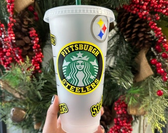 Pittsburgh Steelers Starbucks Cold Cup, Pittsburgh Steelers, Steelers, Caffè freddo, NFL, Regali per lui, Starbucks Cold Cup, Tazza riutilizzabile