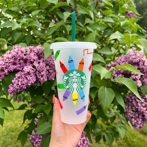 Teacher Crayons Starbucks Cold Cup, Crayons, Teacher Gift, Teacher Appreciation, Back to School, Starbucks Tumbler, Reusable Cup