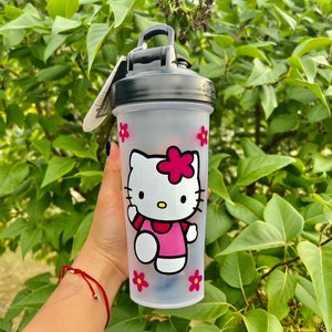 Hello Cat Shaker Bottle, Kitty Blender Bottle, Kawaii Kitty, Shaker Bottle, Blender Bottle, Fitness Bottle, HK, Pink Kitty, Hello Kawaii