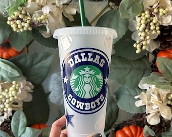 Dallas Cowboys Starbucks Cup, Dallas Cowboys, Dallas Texas, Starbucks Cold Cup, Reusable Cup, Cold Coffee, Gifts for Him, Christmas Gift