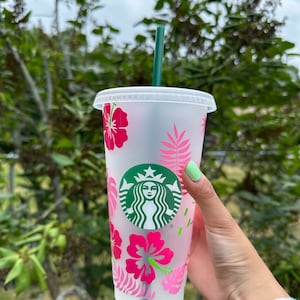 Hibiscus Starbucks Cold Cup, Custom Starbucks Cup, Hawaii, Summer, Tropical, Hibiscus Flower, Cold Coffee, Starbucks Cup, Venti Cup, 24 oz