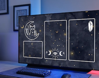 Himmlische Katze als Desktop-Hintergrund | Mac, Windows Organizer (Digitaler Download)