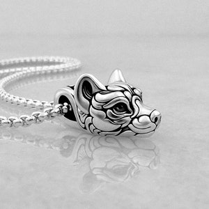 Silver Ornate Fox Charm Necklace