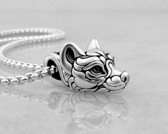 Silver Ornate Fox Charm Necklace