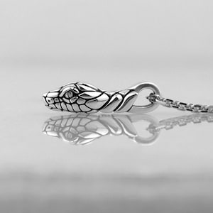 Sterling Silver Snake Head Pendant Necklace
