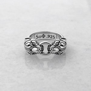 Art Deco Inspired Sterling Silver Puma Ring | Wild cat door knocker Ring | Panther Cougar Lioness Jewelry