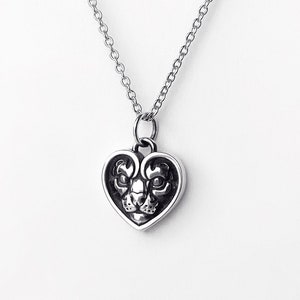 Silver Ocelot Heart Pendant Necklace | Wild Cat Heart Shaped Medallion | Made in USA