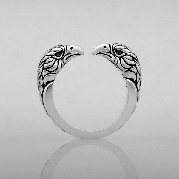 Sterling Silver Eagle Head Open Ring