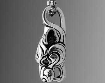 Ciondolo a forma di testa di pantera in argento sterling / Collana con puma e cougar