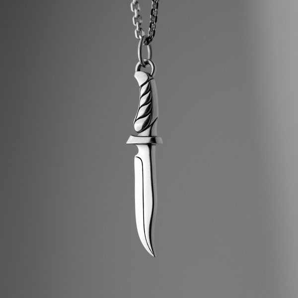 Sterling Silver Dagger Necklace | Edgy Knife Sword Pendant