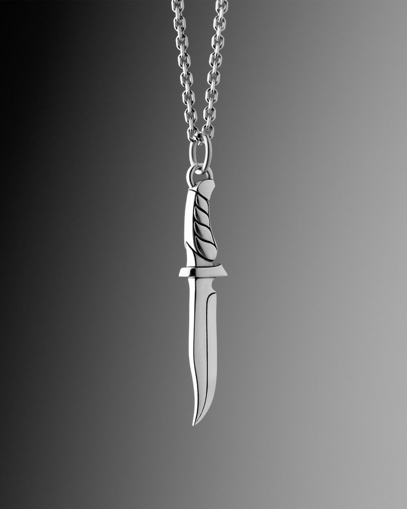 Sterling Silver Dagger Necklace Edgy Knife Sword Pendant - Etsy