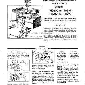 Briggs And Stratton 5Hp Engine 141200 To 141297 Operating Manual Operators Point