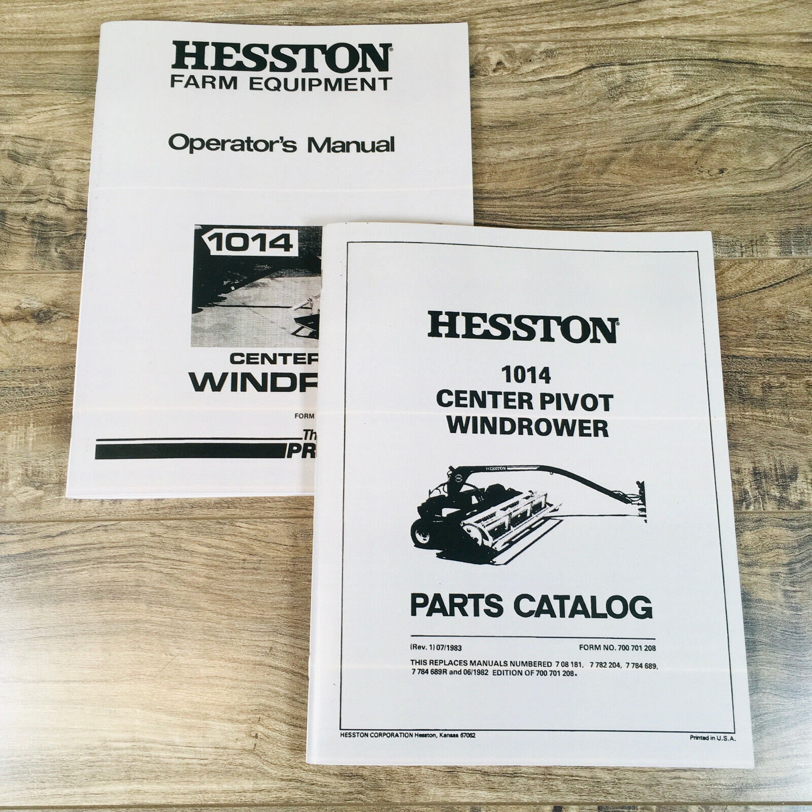 Hesston 1014 Center Pivot Windrower Parts Operators Manual Set Owners