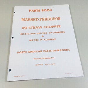 Massey Ferguson Straw Chopper Parts Catalog Manual 510 410 300 205 405 Combine