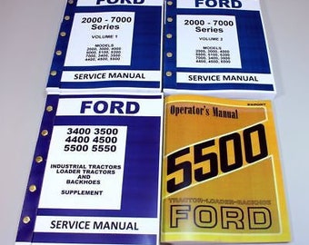 Set Ford 5500 Tractor Loader Backhoe Service Operator Manual Technical Repair
