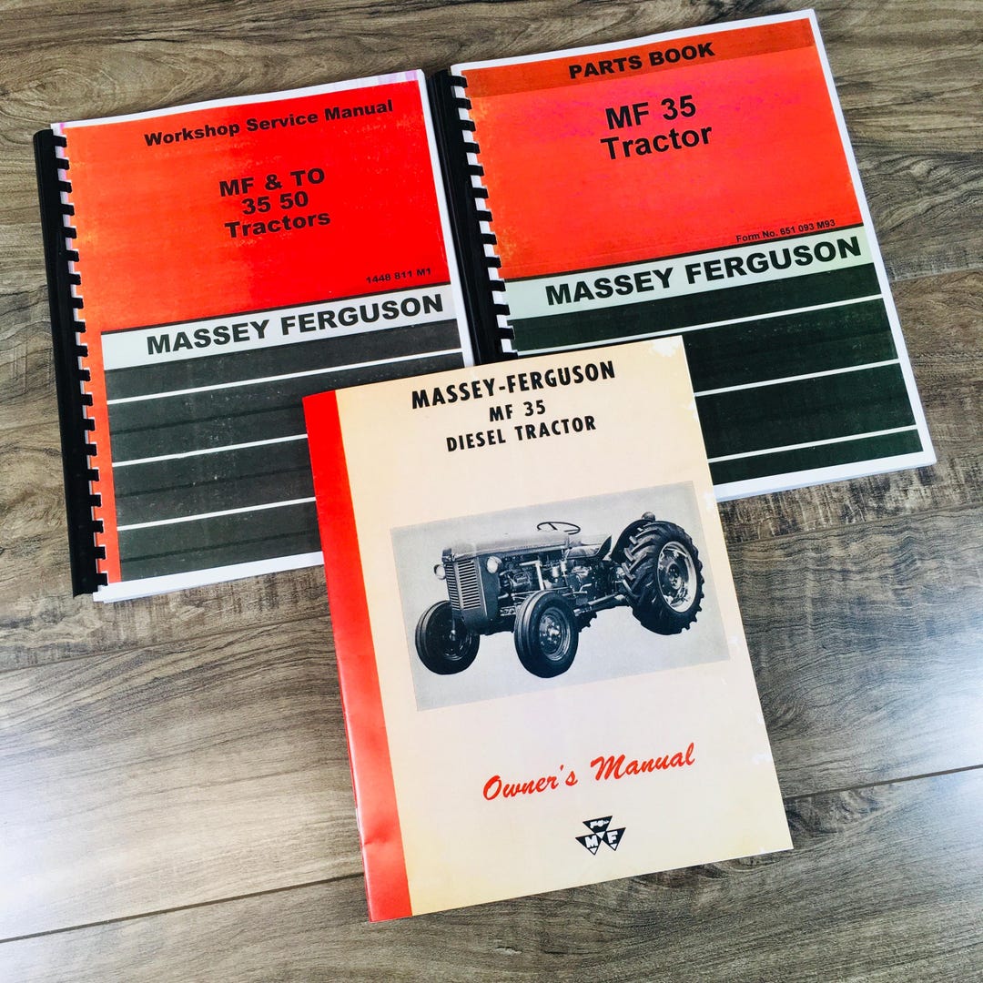 Mf 35 Serial Numbers Set Massey Ferguson Mf-35 Diesel Tractor Service Operator Parts Manual ...