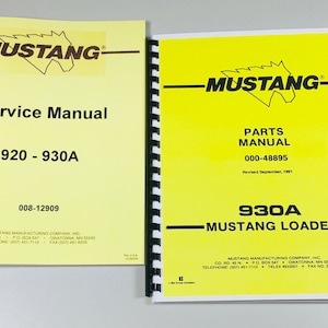 Mustang 930A Skid Steer Loader Service Repair Manual Parts Catalog Shop Set