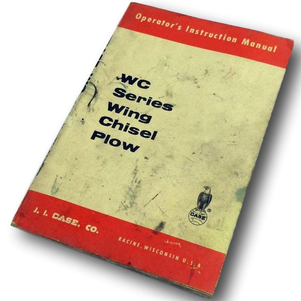 J. I. Case Wc Series WC18C WC20C WC22C WC25C WC27C WC29C Wing Chisel Plow Operators Manual