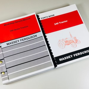 Massey Ferguson Mf 240 Tractor Service Repair Manual Parts Catalog Shop Set Book