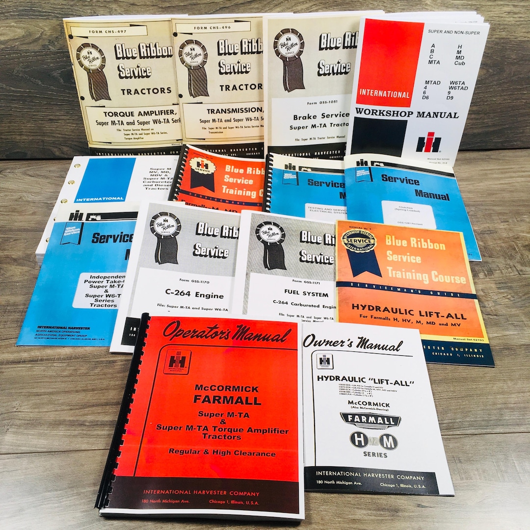 Ih Farmall Super M-ta Tractor Service Parts Operators Manual Set Repair ...