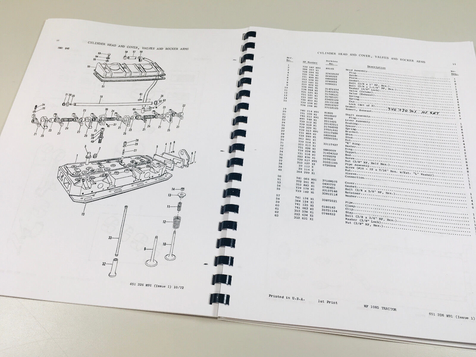 Massey Ferguson Mf 1085 Tractor Parts Catalog Manual Book Exploded View ...
