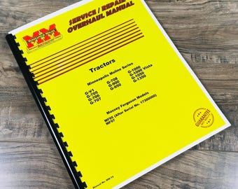 Manuale di assistenza e riparazione del trattore Minneapolis Moline G-706 G-950 G-1050