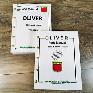 Oliver 1800 1900 Tractor Service Parts Manual Set Repair Workshop Shop Book