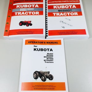 Kubota M5500 Dt Tracteur Atelier Pièces de rechange Opérateurs Manuel d’atelier Set