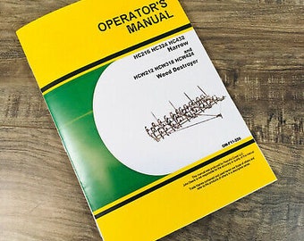 Operators Manual For John Deere Hc216 Hc324 Hc432 Harrow Owners & Parts List