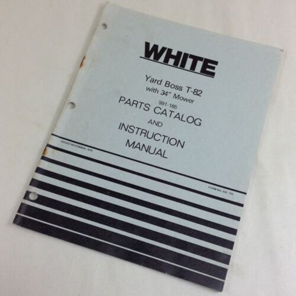 White Yard Boss T-82 With 34" Mower Lawn Parts Catalog Operators Manual Instruct