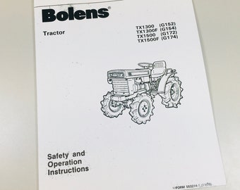 Bolens Tx1300 Tx1300F Tx1500 Tx1500F Tractor Owner Operators Instructions Manual