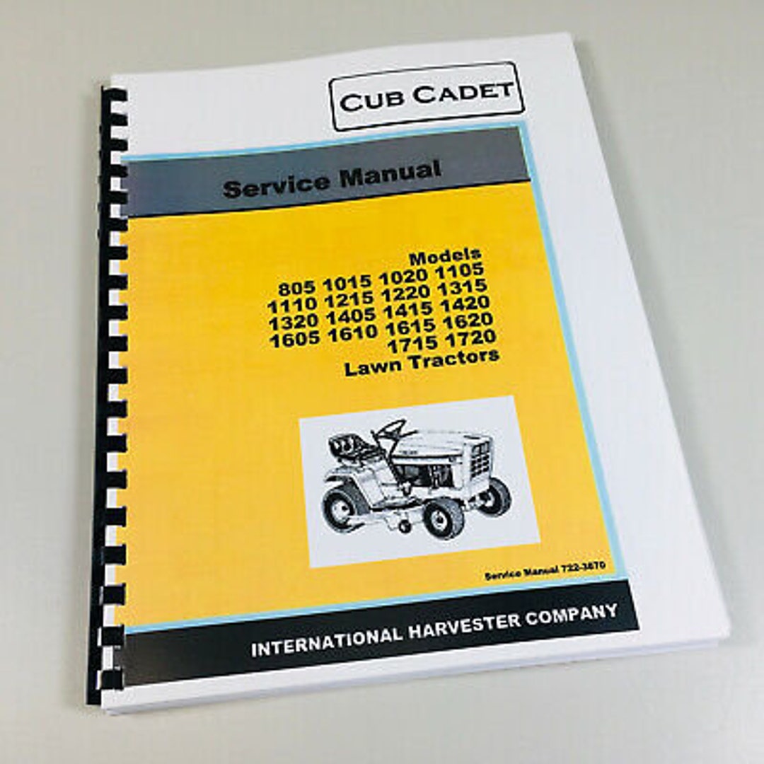 Cub Cadet 1405 1415 1420 1605 Lawn Garden Tractor Service Manual Repair ...