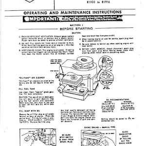 Briggs And Stratton 3Hp Engine 80900 To 80996 Engine Operating Manual Operators Points