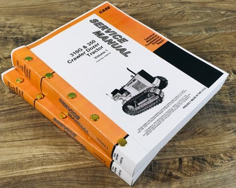 May include: Two-volume Case 310G & 350 Crawler Dozer Tractor Service Manual, with orange covers and gold-colored rivets. The manual is titled "Service Manual" and includes the text "Technical Workshop Overhaul Repair Troubleshoot".