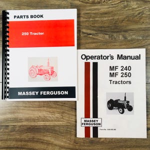 Massey Ferguson Mf 250 Tractor Operators Manual Parts Catalog Owners Assembly
