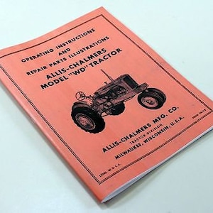 Allis Chalmers Wd Tractor Operators Manuale parti Istruzioni per i proprietari