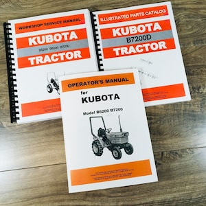 Kubota B7200D Tractor Service Manual Parts Catalog Set Catalog Repair Shop 4WD