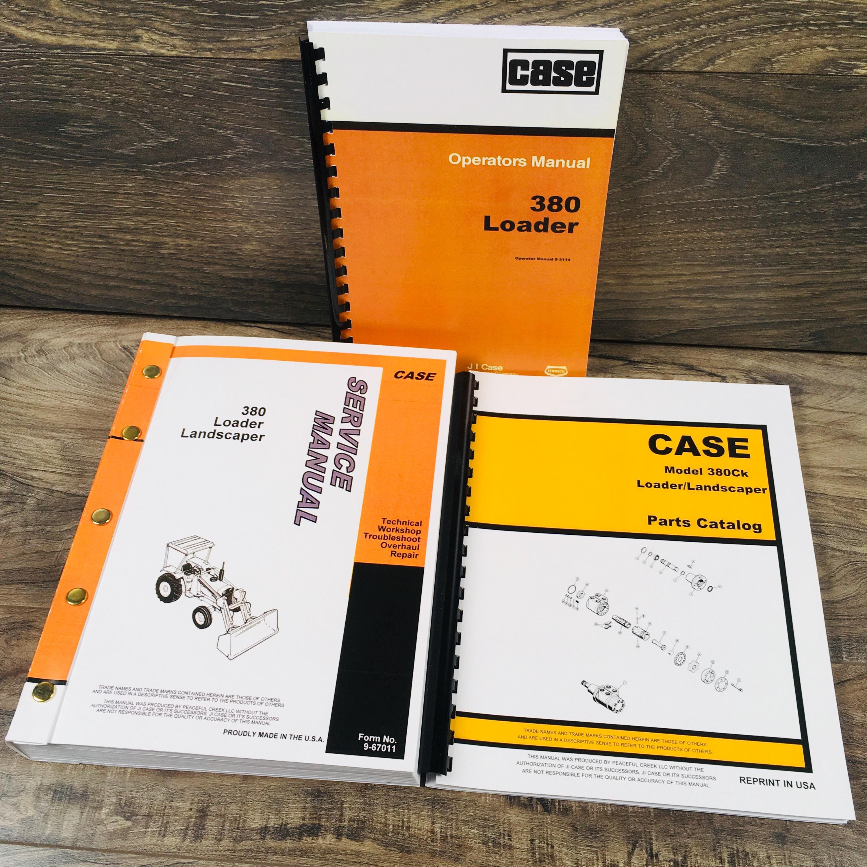 Case 380 380ll Loader Landscaper Tractor Backhoe Operators Parts