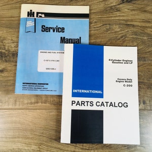International C200 4 Cylinder Gas Engine Service Parts Manual Set Repair Shop