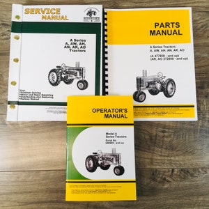 Service Parts Operators Manual Set For John Deere A Ao Ah An Ar Aw Tractor SN 648000 and Up