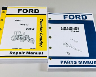 Ford 345C 445C 545C Tractor Loader Service Repair Manual Parts Catalog Shop Set