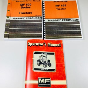 Massey Ferguson Mf 698 Tractor Service Parts Operators Repair Manual Shop Set