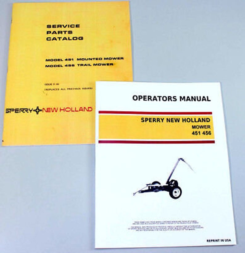 Set New Holland 451 456 Sickle Bar Mower Service Owners Operators Parts Manual - Etsy