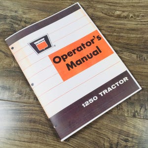 Oliver 1250 Tractor Owners Operators Manual Maintenance Lubrication Adjustments