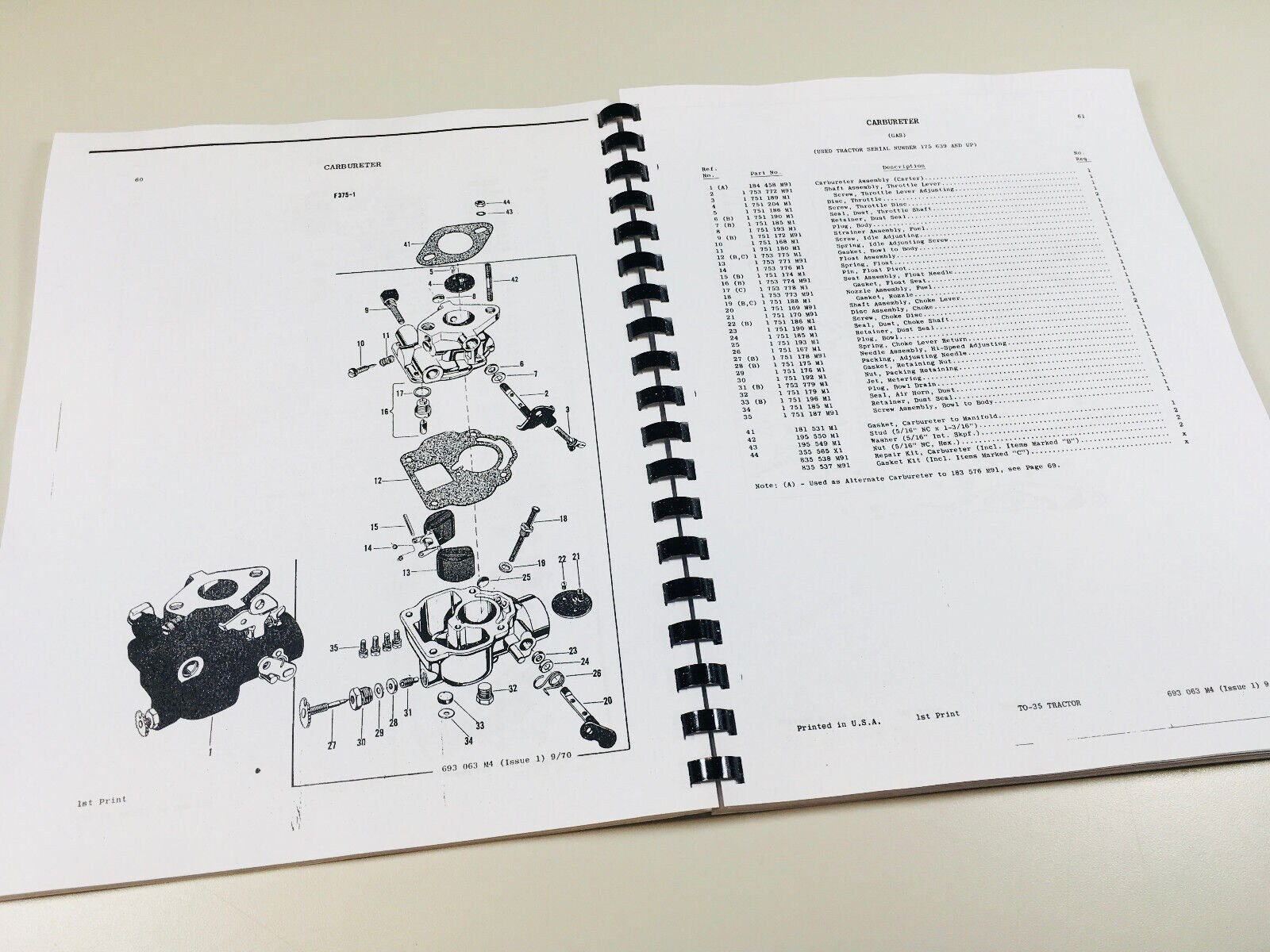 Massey Ferguson To35 Tractor Parts Catalog Manual Book Exploded View