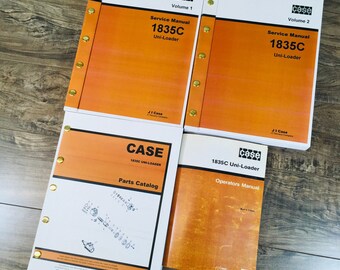 Case 1835C Skid Steer Uni-Loader Service Manual Parts Catalog Operators Set