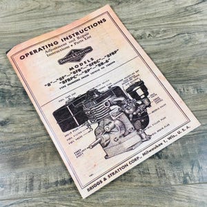 Briggs & Stratton Model 8 Engine Repair Manual Parts Owners Service Operators 8F Bs